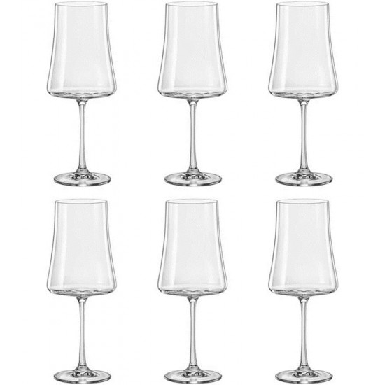 Jogo De 6 Taças 560ml 24,5cm de Altura Xtra Em Cristal Ecológico Bohemia